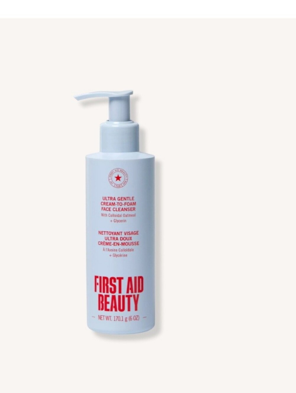 First Aid Beauty Gentle Cream-to Foam Face Cleanser with Colloidal Oatmeal 6oz